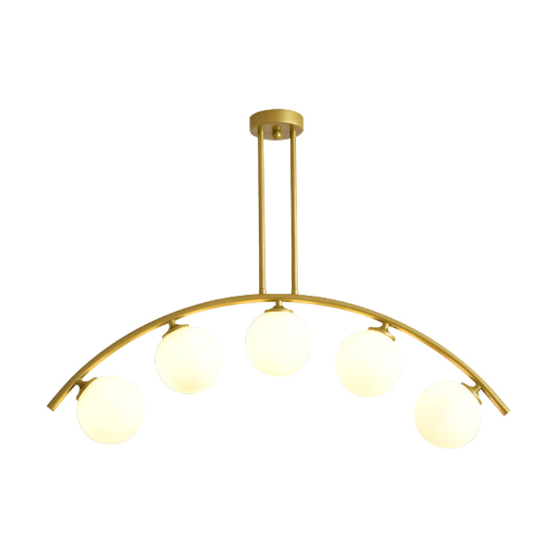 Postmodern 3/5/7-Light Island Pendant with Clear/White Shade Gold Curvy Ceiling Light for Kitchen Clearhalo 'Ceiling Lights' 'Close To Ceiling Lights' 'Glass shade' 'Glass' 'Island Lights' Lighting' 151310