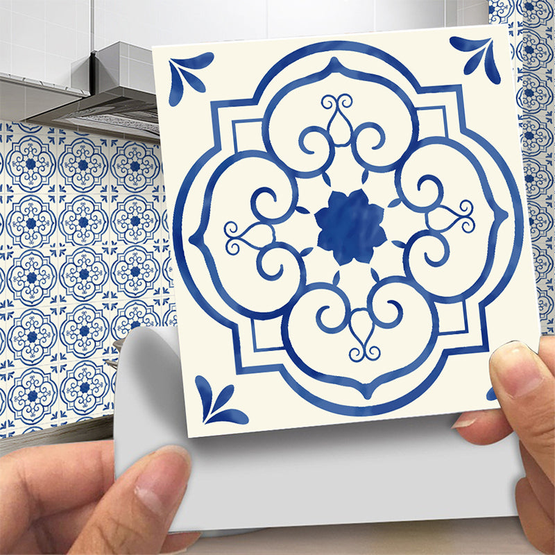 20 Pcs Blue Flower Wallpaper Panels Pick Up Sticks Kitchen Backsplash Wall Decor Blue Clearhalo 'Wall Decor' 'Wallpaper' 1513100