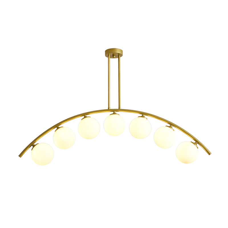 Postmodern 3/5/7-Light Island Pendant with Clear/White Shade Gold Curvy Ceiling Light for Kitchen Clearhalo 'Ceiling Lights' 'Close To Ceiling Lights' 'Glass shade' 'Glass' 'Island Lights' Lighting' 151313