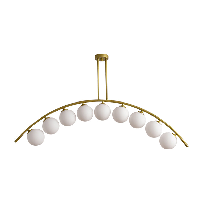 Postmodern 3/5/7-Light Island Pendant with Clear/White Shade Gold Curvy Ceiling Light for Kitchen Clearhalo 'Ceiling Lights' 'Close To Ceiling Lights' 'Glass shade' 'Glass' 'Island Lights' Lighting' 151316