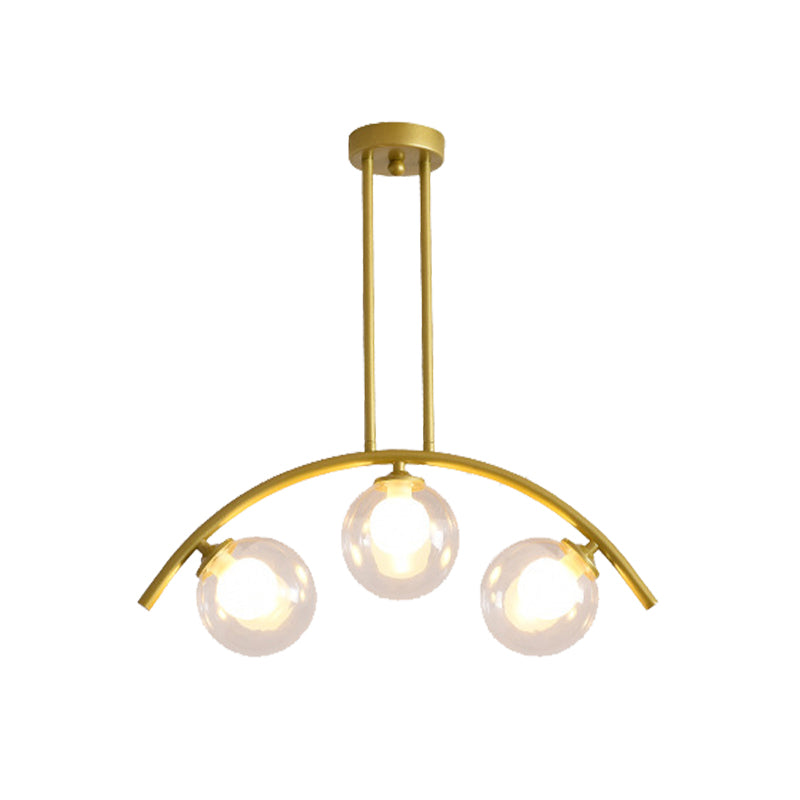 Postmodern 3/5/7-Light Island Pendant with Clear/White Shade Gold Curvy Ceiling Light for Kitchen Clearhalo 'Ceiling Lights' 'Close To Ceiling Lights' 'Glass shade' 'Glass' 'Island Lights' Lighting' 151319