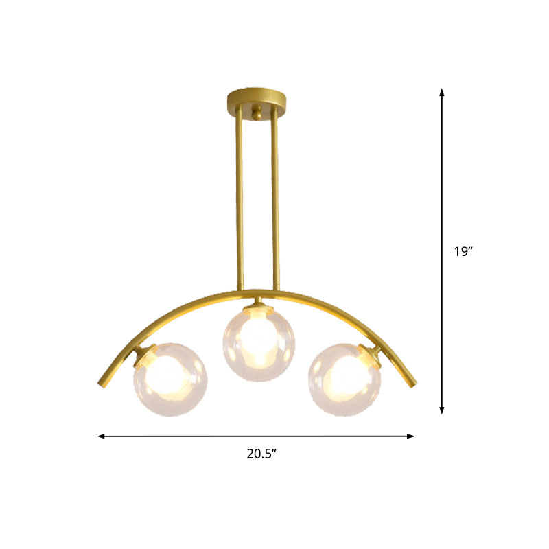 Postmodern 3/5/7-Light Island Pendant with Clear/White Shade Gold Curvy Ceiling Light for Kitchen Clearhalo 'Ceiling Lights' 'Close To Ceiling Lights' 'Glass shade' 'Glass' 'Island Lights' Lighting' 151320