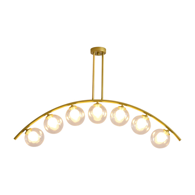 Postmodern 3/5/7-Light Island Pendant with Clear/White Shade Gold Curvy Ceiling Light for Kitchen Clearhalo 'Ceiling Lights' 'Close To Ceiling Lights' 'Glass shade' 'Glass' 'Island Lights' Lighting' 151327