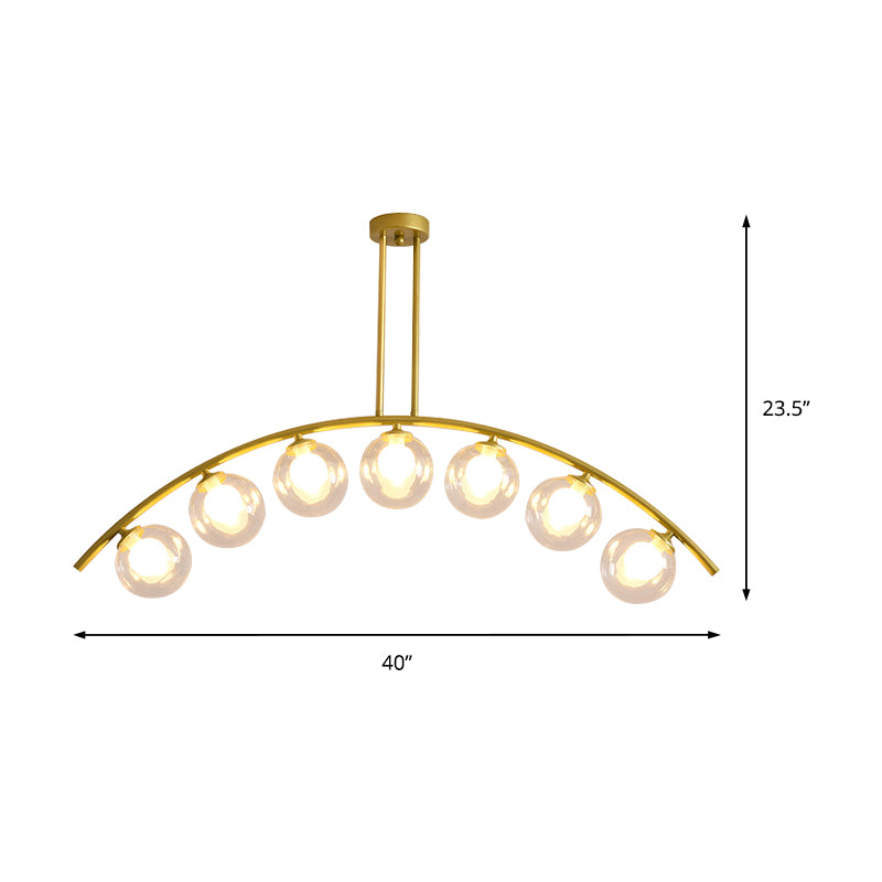 Postmodern 3/5/7-Light Island Pendant with Clear/White Shade Gold Curvy Ceiling Light for Kitchen Clearhalo 'Ceiling Lights' 'Close To Ceiling Lights' 'Glass shade' 'Glass' 'Island Lights' Lighting' 151328