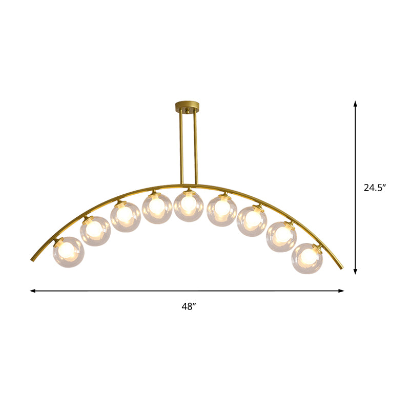 Postmodern 3/5/7-Light Island Pendant with Clear/White Shade Gold Curvy Ceiling Light for Kitchen Clearhalo 'Ceiling Lights' 'Close To Ceiling Lights' 'Glass shade' 'Glass' 'Island Lights' Lighting' 151332