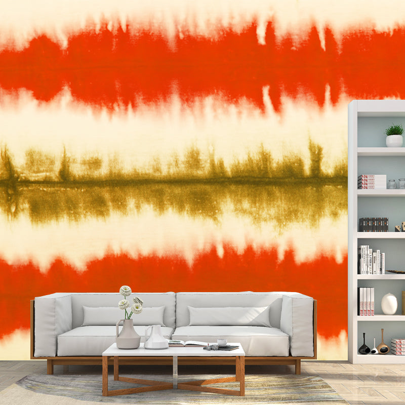 Tie Dye Belt Drawing Mural Artistry Water-Proof Bedroom Wall Covering, Made to Measure Red Clearhalo 'Wall Decor' 'Wall Mural' 1513399