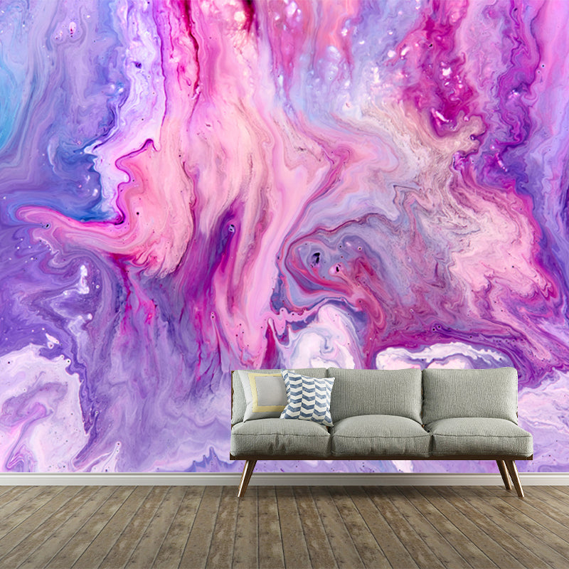 Purple Cascade Watercolor Mural Water Resistant Artistic Bedroom Wall Decoration Purple Clearhalo 'Wall Decor' 'Wall Mural' 1513454
