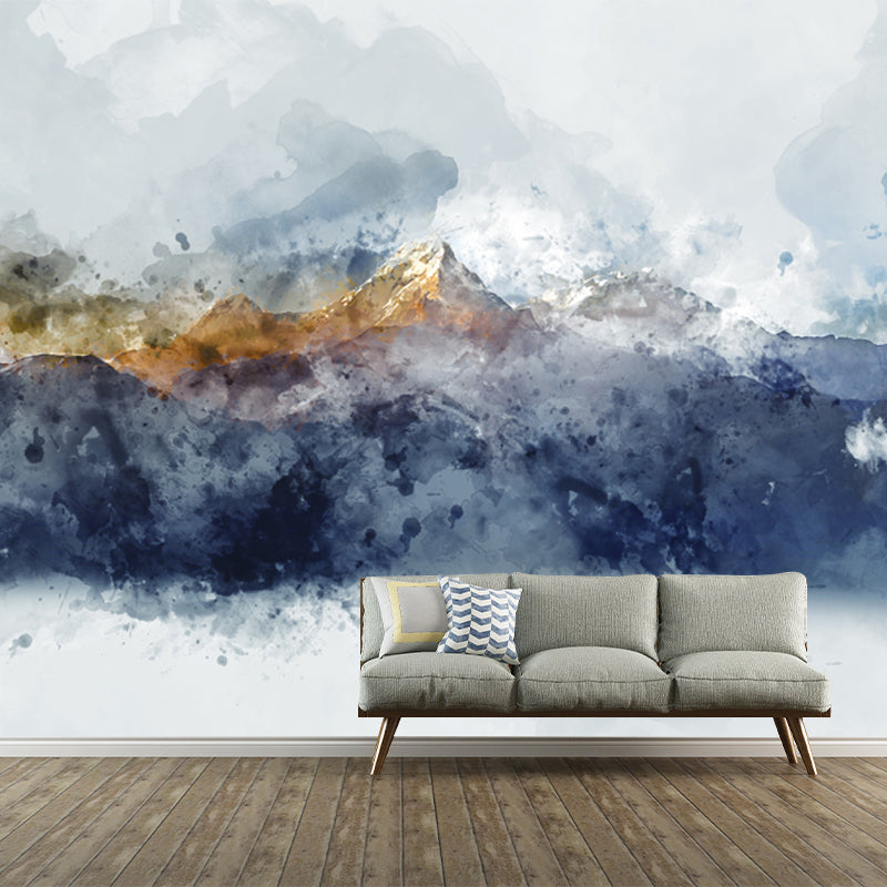 Artistry Foggy Mountain Wall Mural Grey Water Resistant Wall Decoration for Bedroom Clearhalo 'Wall Decor' 'Wall Mural' 1513490