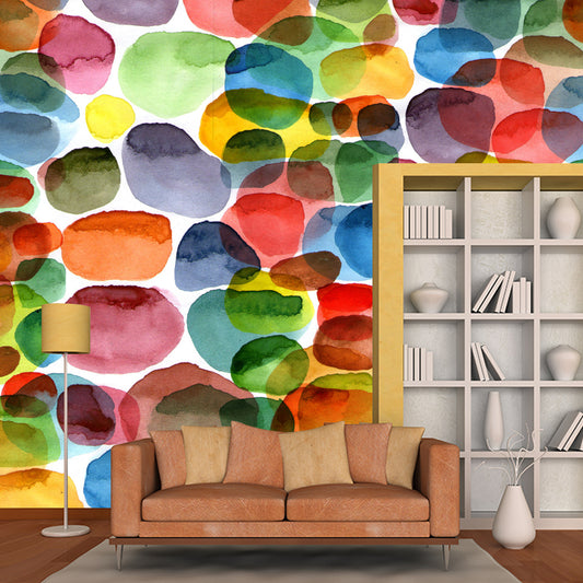 Large Watercolor Pebbles Mural Orange Non-Woven Fabric Wall Art, Washable, Custom Print Clearhalo 'Wall Decor' 'Wall Mural' 1513495