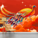 Beautiful Peacock on Cloud Mural for Bedroom Animal Wall Decor, Custom Size Available Clearhalo 'Wall Decor' 'Wall Mural' 1513633