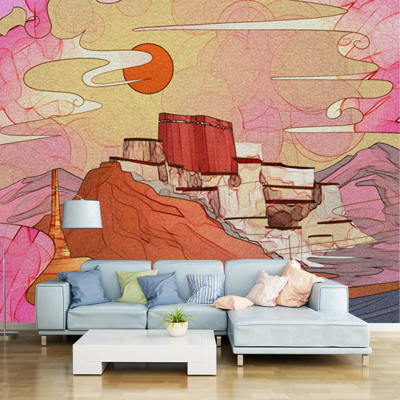 Waterproof Tibetan Yak Mural Decal Chinese Style Non-Woven Wall Covering, Custom Size Clearhalo 'Wall Decor' 'Wall Mural' 1513772