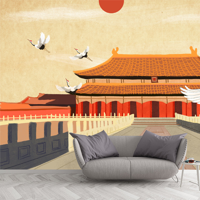 Beige Pathway to Palace Mural Water-Proof Chinese Style Living Room Wall Decoration Clearhalo 'Wall Decor' 'Wall Mural' 1513811