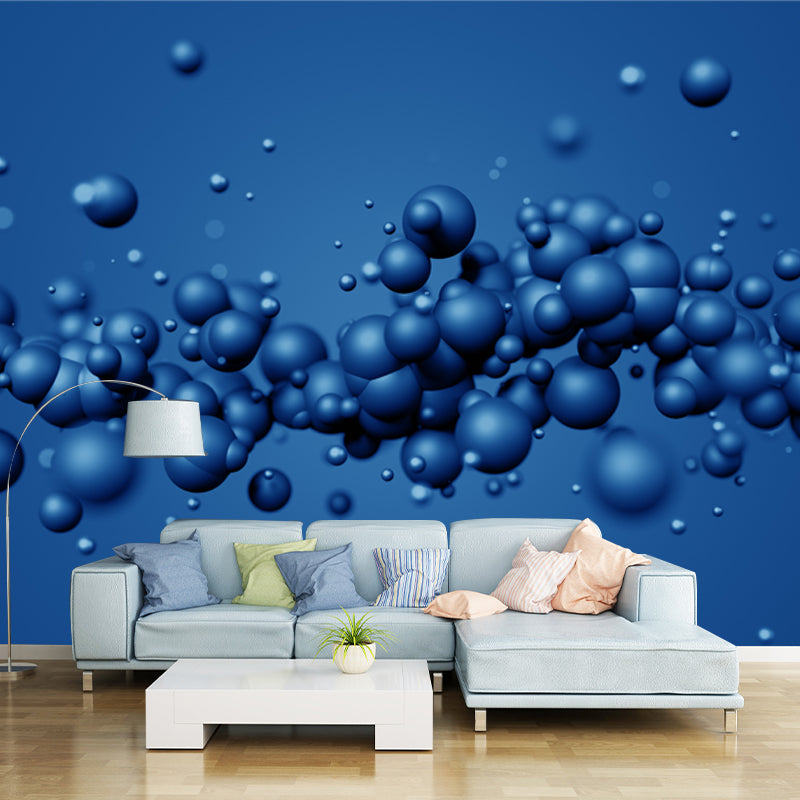 Waterproof Molecules Wall Mural Decal Contemporary Non-Woven Fabric Wall Decor, Custom Made Blue Clearhalo 'Wall Decor' 'Wall Mural' 1513926