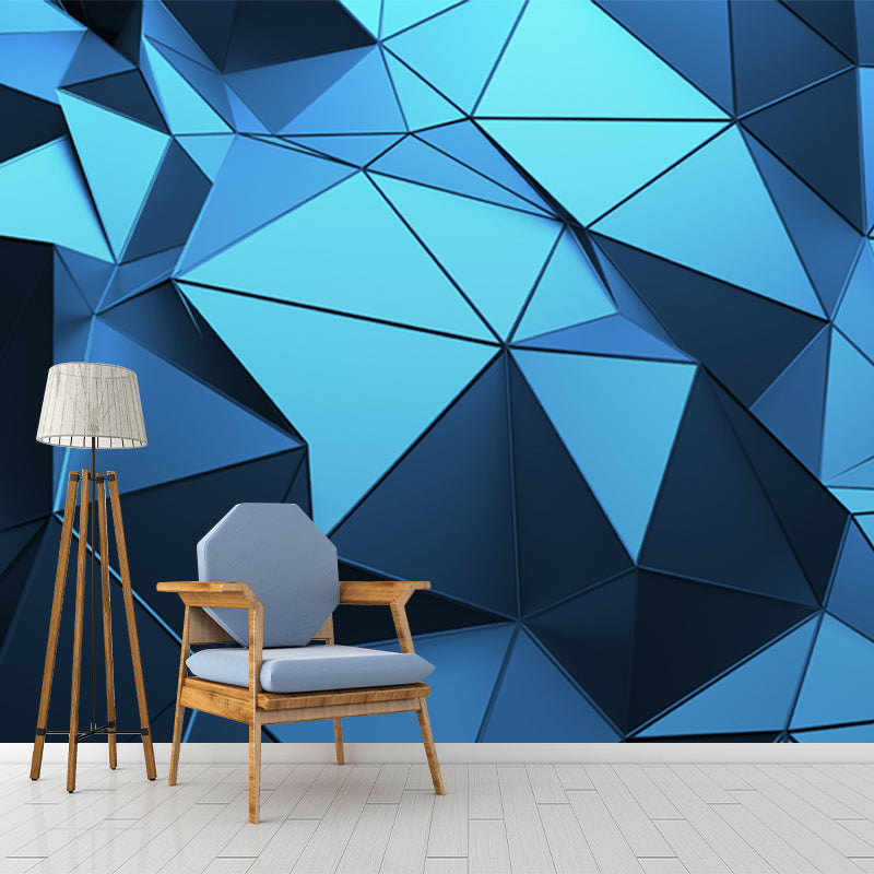 Whole Panels Mural Wallpaper 3D Seamless Geometric Wall Covering in Blue for Living Room Clearhalo 'Wall Decor' 'Wall Mural' 1513932