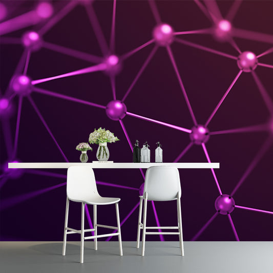 Stain-Proof Molecular Structure Mural Custom Size 3D Wall Covering for Accent Wall Clearhalo 'Wall Decor' 'Wall Mural' 1513954