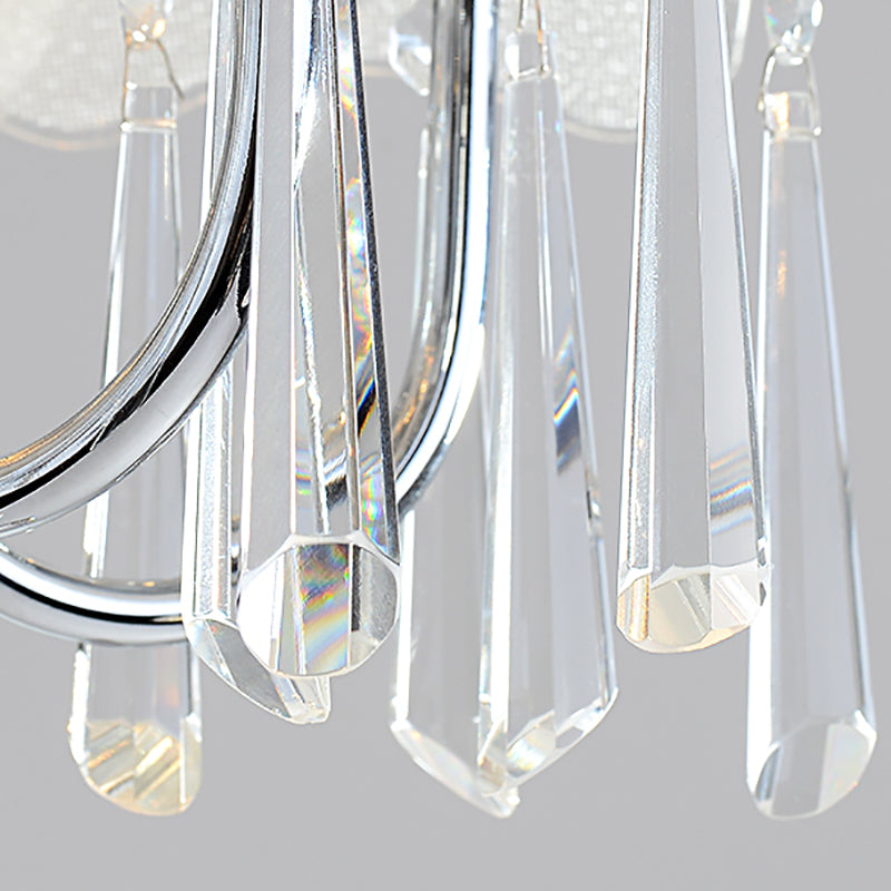 5 Bulbs Flower Hanging Chandelier Light Modern Glass Ceiling Light Fixture with K9 Crystal in Chrome Clearhalo 'Ceiling Lights' 'Chandeliers' 'Modern Chandeliers' 'Modern' Lighting' 151403