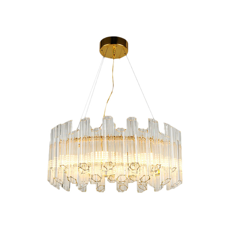 Metal Ring Hanging Lamp Modernist Multi Light Pendant Chandelier Light with Crystal Pipe in Gold Clearhalo 'Ceiling Lights' 'Chandeliers' 'Modern Chandeliers' 'Modern' Lighting' 151451