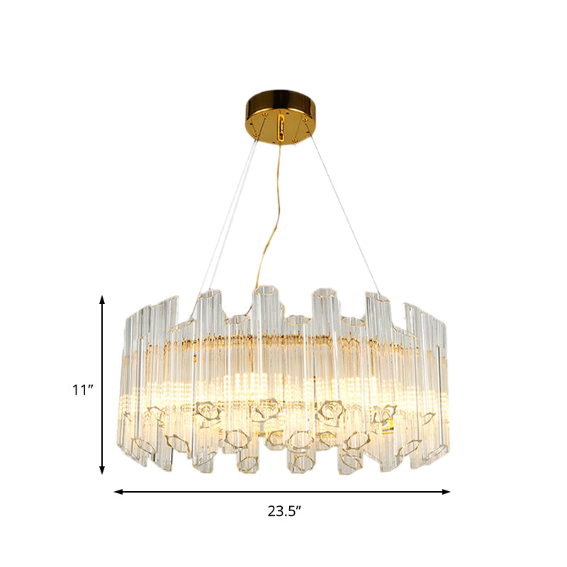 Metal Ring Hanging Lamp Modernist Multi Light Pendant Chandelier Light with Crystal Pipe in Gold Clearhalo 'Ceiling Lights' 'Chandeliers' 'Modern Chandeliers' 'Modern' Lighting' 151452