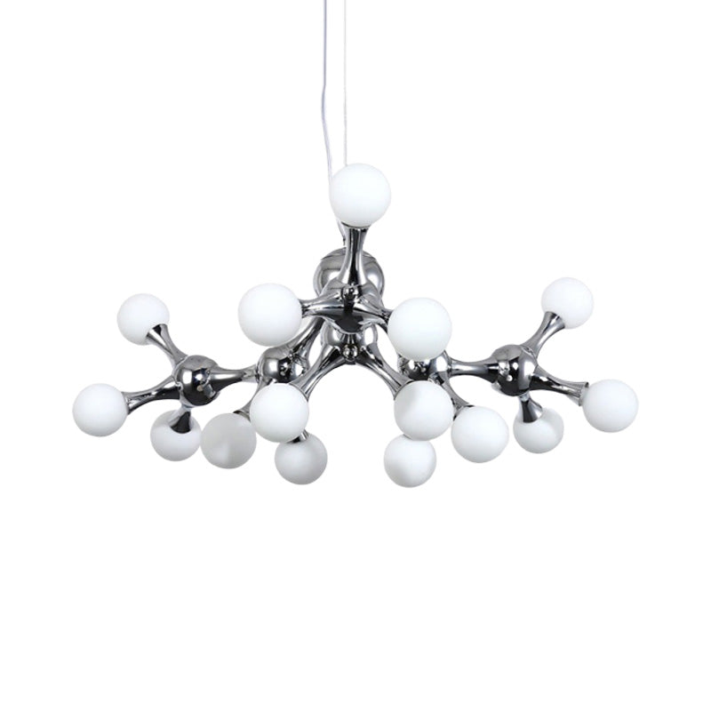 Modern Starburst Metal Chandelier Lighting with White Glass Molecular Shade Multi Lights Chandelier Ceiling Lamp in Chrome Clearhalo 'Ceiling Lights' 'Chandeliers' 'Glass shade' 'Glass' 'Modern Chandeliers' 'Modern' Lighting' 151489