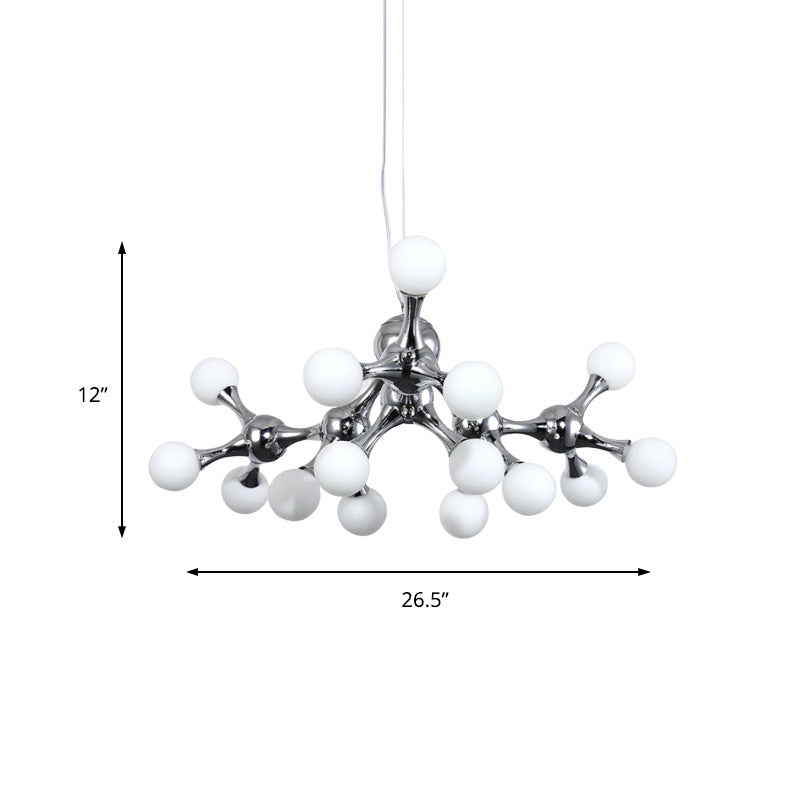 Modern Starburst Metal Chandelier Lighting with White Glass Molecular Shade Multi Lights Chandelier Ceiling Lamp in Chrome Clearhalo 'Ceiling Lights' 'Chandeliers' 'Glass shade' 'Glass' 'Modern Chandeliers' 'Modern' Lighting' 151490