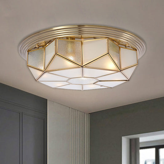 Brass Geometric Flush Mount Rural Style Opal Glass 6 Bulbs Living Room Ceiling Light Fixture Brass Clearhalo 'Ceiling Lights' 'Close To Ceiling Lights' 'Close to ceiling' 'Flush mount' Lighting' 1515517