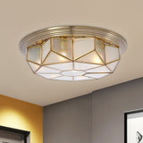 Brass Geometric Flush Mount Rural Style Opal Glass 6 Bulbs Living Room Ceiling Light Fixture Clearhalo 'Ceiling Lights' 'Close To Ceiling Lights' 'Close to ceiling' 'Flush mount' Lighting' 1515518