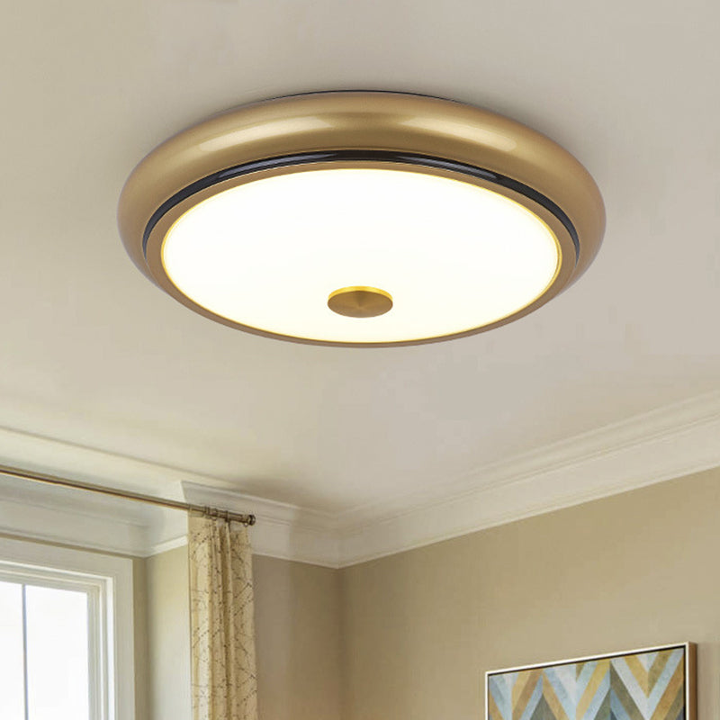 13"/16"/19.5" Wide LED Flush Mount Traditional Circular White Glass Ceiling Light Fixture in Black/Gold Gold Clearhalo 'Ceiling Lights' 'Close To Ceiling Lights' 'Close to ceiling' 'Flush mount' Lighting' 1515619