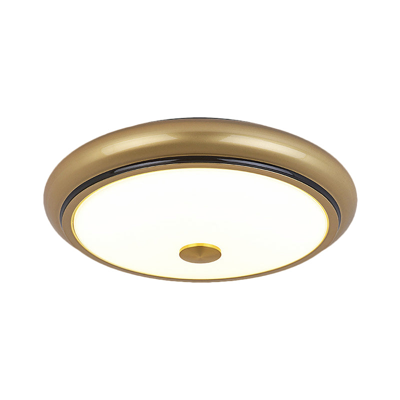 13"/16"/19.5" Wide LED Flush Mount Traditional Circular White Glass Ceiling Light Fixture in Black/Gold Clearhalo 'Ceiling Lights' 'Close To Ceiling Lights' 'Close to ceiling' 'Flush mount' Lighting' 1515621