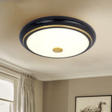 13"/16"/19.5" Wide LED Flush Mount Traditional Circular White Glass Ceiling Light Fixture in Black/Gold Clearhalo 'Ceiling Lights' 'Close To Ceiling Lights' 'Close to ceiling' 'Flush mount' Lighting' 1515626