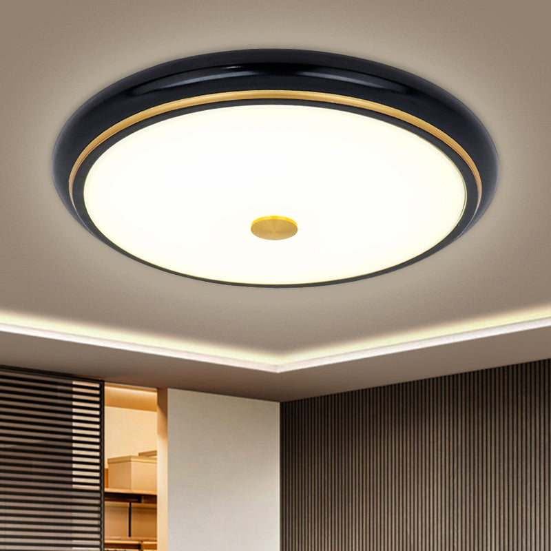 13"/16"/19.5" Wide LED Flush Mount Traditional Circular White Glass Ceiling Light Fixture in Black/Gold Clearhalo 'Ceiling Lights' 'Close To Ceiling Lights' 'Close to ceiling' 'Flush mount' Lighting' 1515627