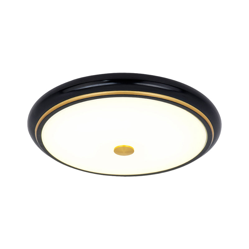 13"/16"/19.5" Wide LED Flush Mount Traditional Circular White Glass Ceiling Light Fixture in Black/Gold Clearhalo 'Ceiling Lights' 'Close To Ceiling Lights' 'Close to ceiling' 'Flush mount' Lighting' 1515628