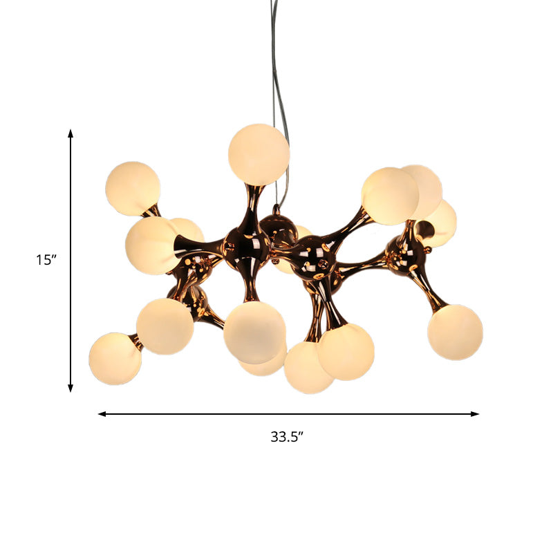 Starburst Chandelier Lighting Metal Contemporary 9/15 Lights Rose Gold Ceiling Pendant Lamp with White Glass Bubble Shade Clearhalo 'Ceiling Lights' 'Chandeliers' 'Glass shade' 'Glass' 'Modern Chandeliers' 'Modern' Lighting' 151587