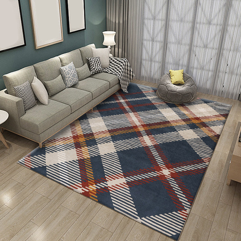 Red and Blue Modern Rug Polyester Plaid Rug Washable Non-Slip Backing Rectangle Rug for Living Room Red-Blue Clearhalo 'Area Rug' 'Modern' 'Rugs' Rug' 1516087