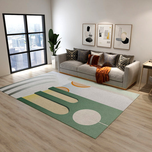 Green and White Modern Rug Polyester Abstract Colorblock Rug Washable Rectangle Rug for Bedroom White-Green Clearhalo 'Area Rug' 'Modern' 'Rugs' Rug' 1516116