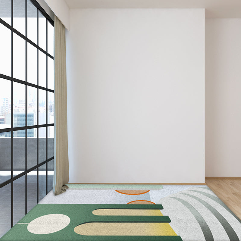 Green and White Modern Rug Polyester Abstract Colorblock Rug Washable Rectangle Rug for Bedroom Clearhalo 'Area Rug' 'Modern' 'Rugs' Rug' 1516117