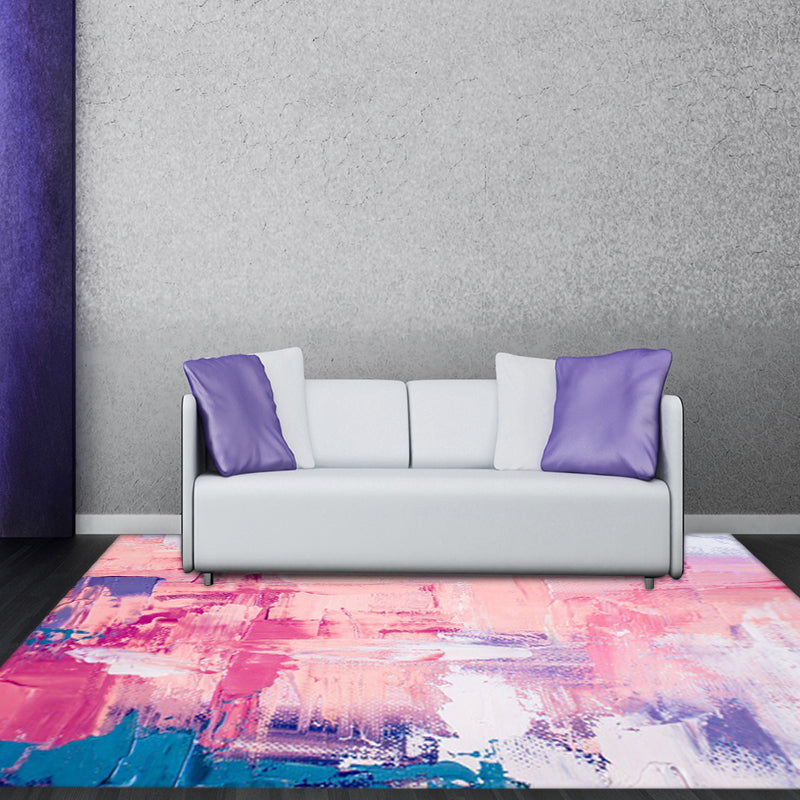 Modern Bedroom Rug in Pink Abstract Painting Print Rug Polyester Washable Area Rug Clearhalo 'Area Rug' 'Modern' 'Rugs' Rug' 1516171