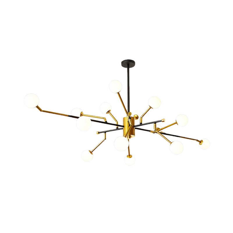 Sputnik Metal Chandelier Lighting Contemporary Multi Lights Brass Hanging Pendant Lamp in Gold with Milk Glass Molecular Shade Clearhalo 'Ceiling Lights' 'Chandeliers' 'Modern Chandeliers' 'Modern' Lighting' 151628