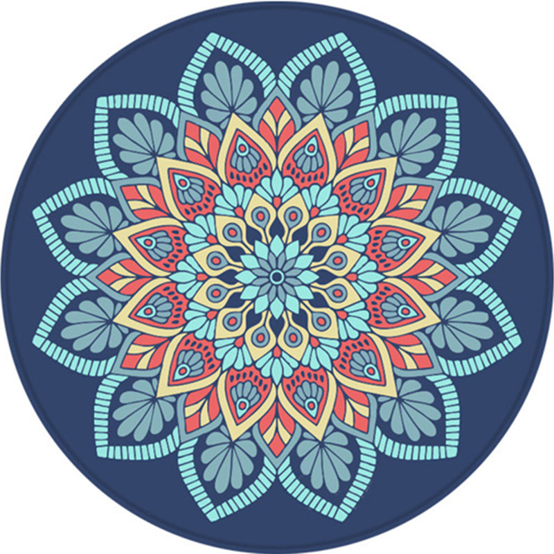 Tribal Southwestern Floral Rug Blue Polyester Rug Non-Slip Backing Area Rug for Bedroom Clearhalo 'Area Rug' 'Rugs' 'Southwestern' Rug' 1516307