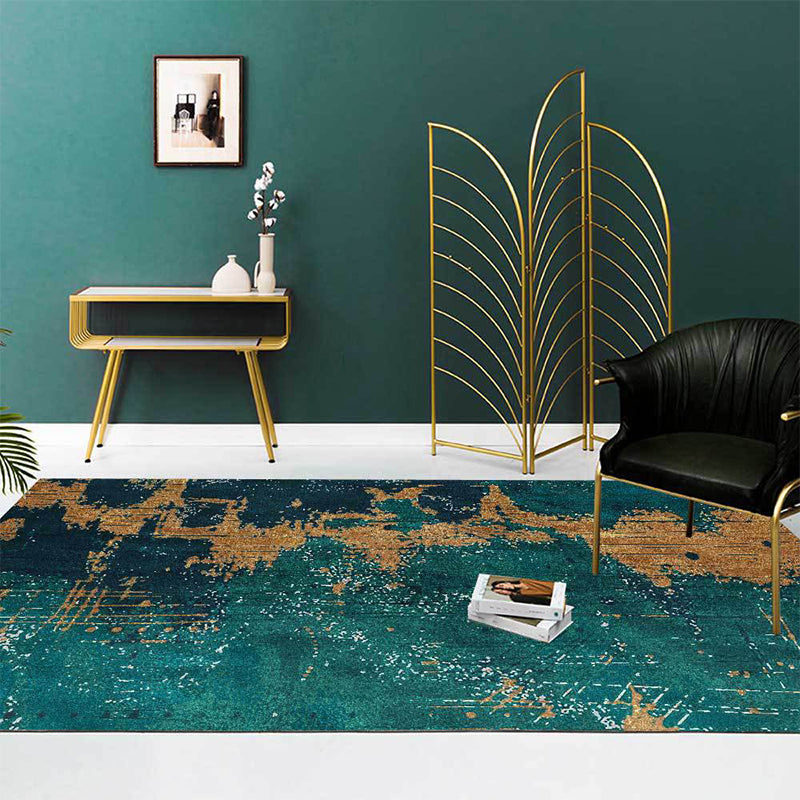 Simple Modern Rug in Teal Abstract Color Block Print Area Rug Polyester Washable Carpet for Home Decoration Clearhalo 'Area Rug' 'Modern' 'Rugs' Rug' 1516312