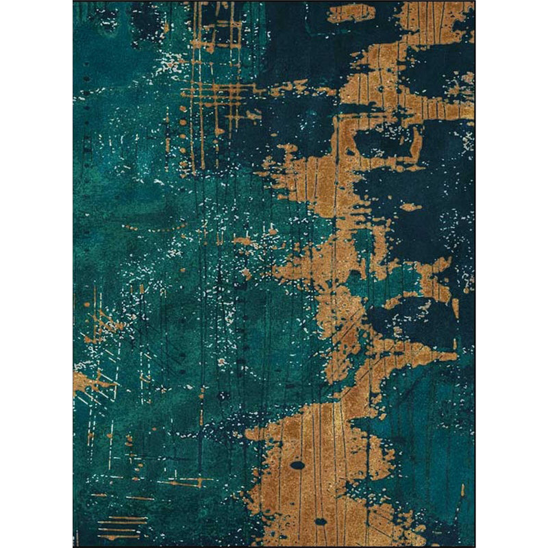 Simple Modern Rug in Teal Abstract Color Block Print Area Rug Polyester Washable Carpet for Home Decoration Clearhalo 'Area Rug' 'Modern' 'Rugs' Rug' 1516313