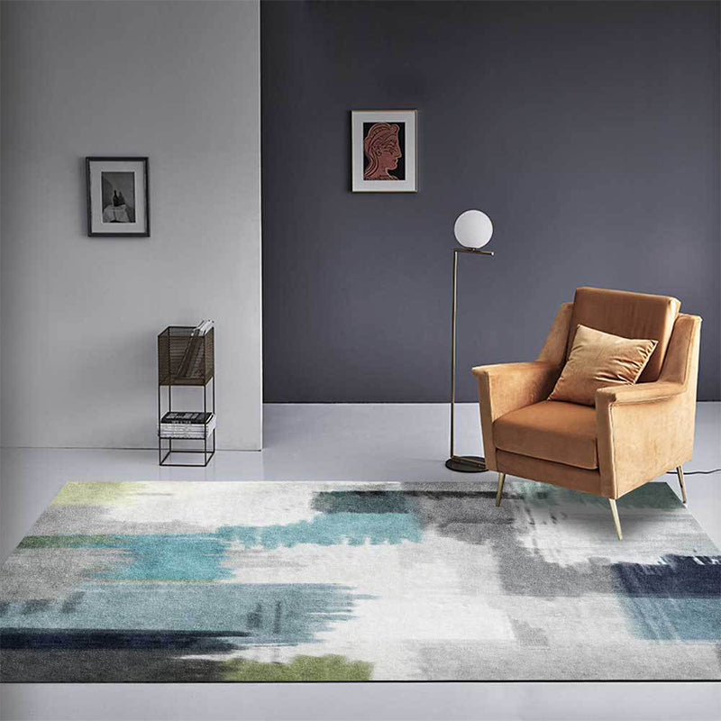 Contemporary Modern Rug in Grey Abstract Color Block Painting Print Area Rug Polyester Washable Carpet for Bedroom Clearhalo 'Area Rug' 'Modern' 'Rugs' Rug' 1516336