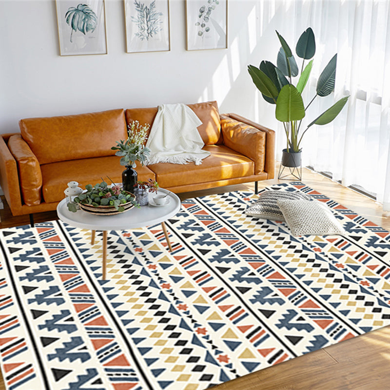 Retro Geometric Triangle Diamond Rug in Grey Bohemian Rug Polyester Non-Slip Backing Rug for Living Room Grey Clearhalo 'Area Rug' 'Bohemian' 'Rugs' Rug' 1516493