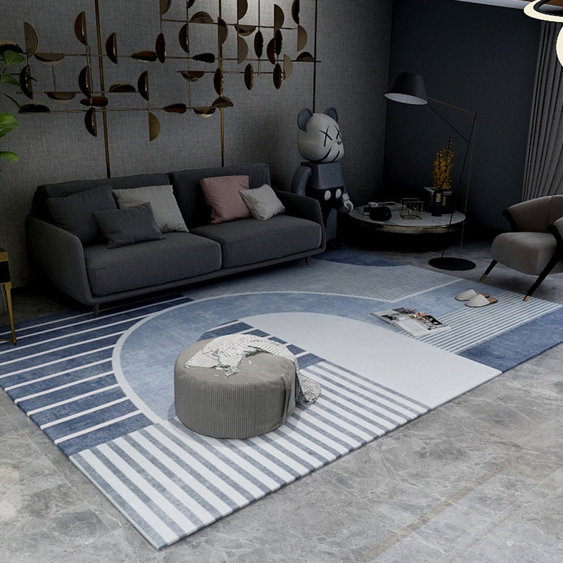 Blue and Grey Simple Rug Polyester Striped Abstract Colorblock Rug Washable Rectangle Rug for Living Room Blue 2 Clearhalo 'Area Rug' 'Modern' 'Rugs' Rug' 1516575
