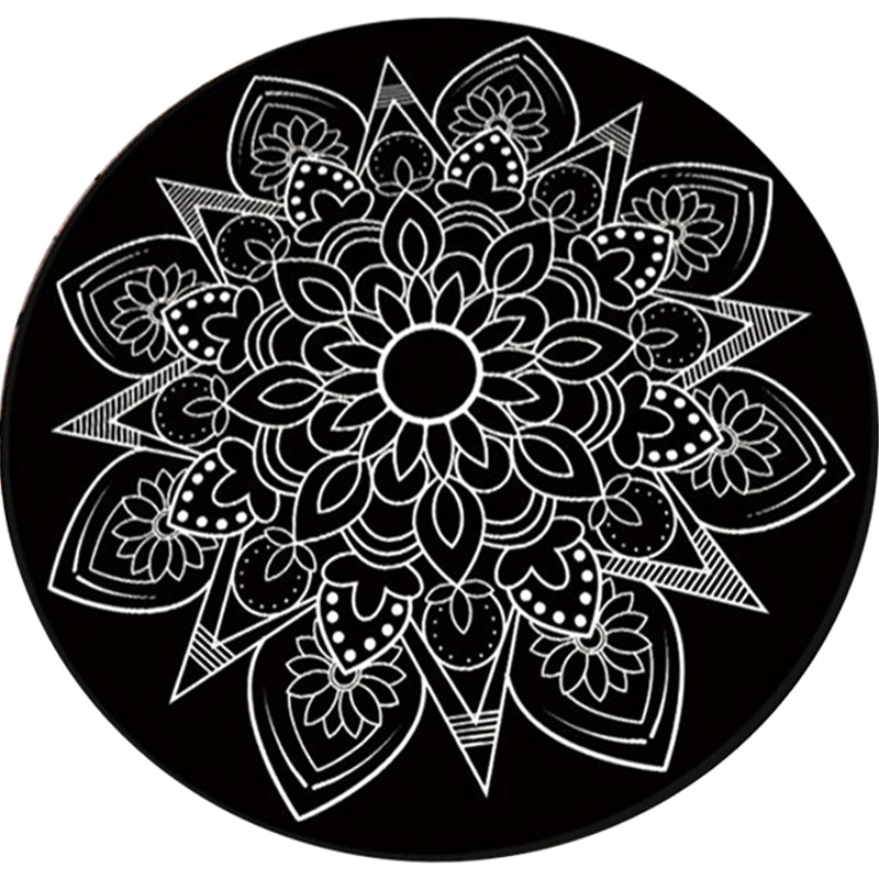 Tribal Medallion Rug Black and White Southwestern Rug Polyester Washable Area Rug for Living Room Clearhalo 'Area Rug' 'Rugs' 'Southwestern' Rug' 1516655