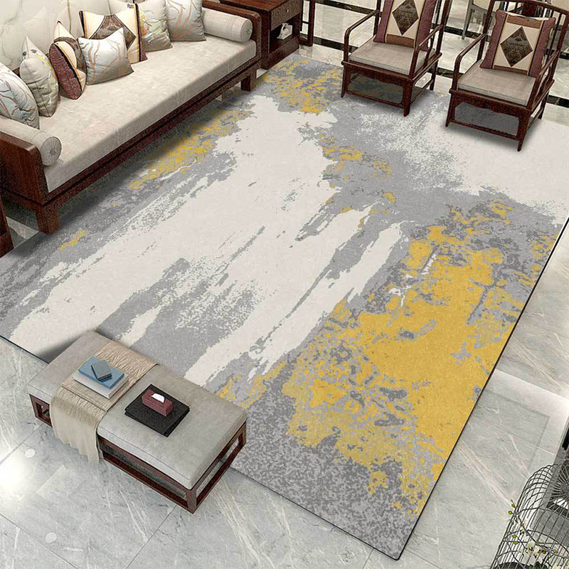 Grey Decorative Rug Modern Abstract Color Block Pattern Area Rug Polyester Washable Carpet Grey Clearhalo 'Area Rug' 'Modern' 'Rugs' Rug' 1516668