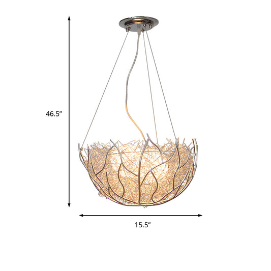 Nest Metal Chandelier Lighting Contemporary 2 Lights Silver Hanging Ceiling Lamp with White Glass Ball Shade, 16"/19.5" Wide Clearhalo 'Ceiling Lights' 'Chandeliers' 'Glass shade' 'Glass' 'Modern Chandeliers' 'Modern' Lighting' 151672