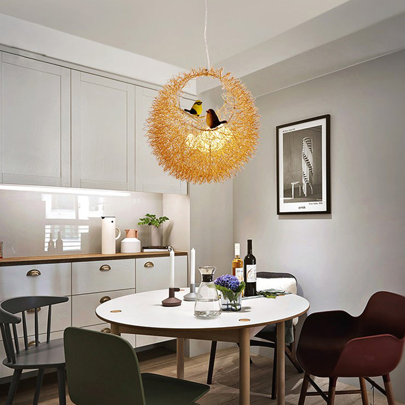 Art Deco Nest Metal Chandelier Lighting 2 Lights Ceiling Hung Fixture in Gold for Dining Room Gold Clearhalo 'Ceiling Lights' 'Chandeliers' 'Glass shade' 'Glass' 'Modern Chandeliers' 'Modern' Lighting' 151674