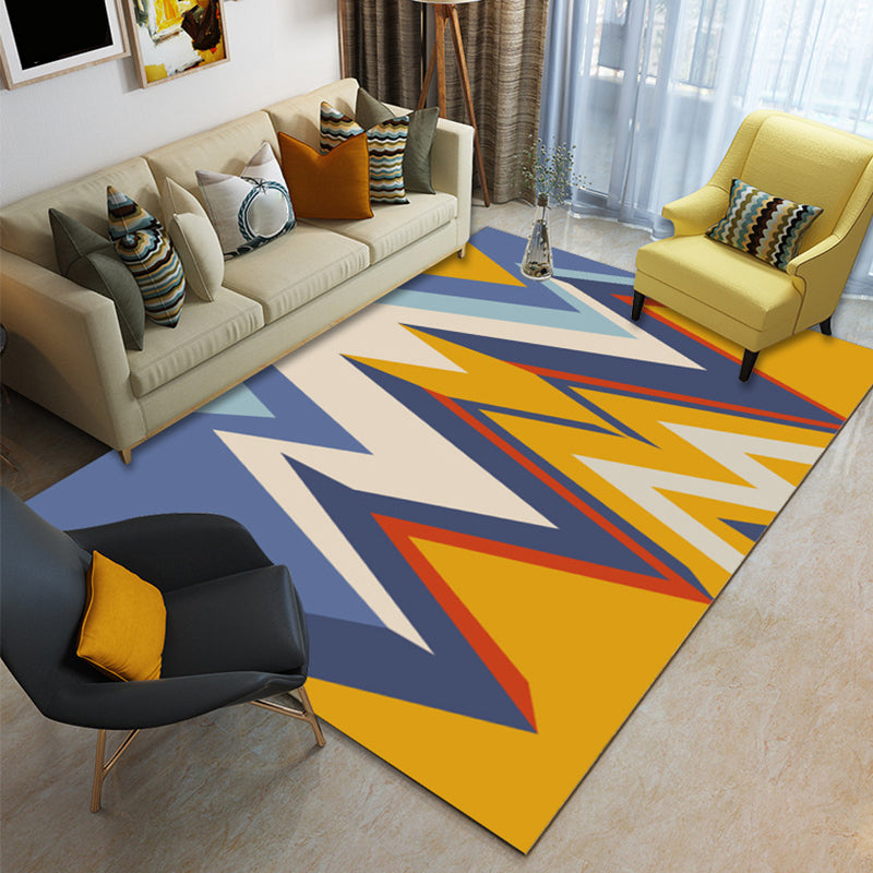 Yellow and Blue Contemporary Rug Polyester Colorblock Geometric Rug Washable Rectangle Rug for Living Room Yellow-Blue Clearhalo 'Area Rug' 'Modern' 'Rugs' Rug' 1516802