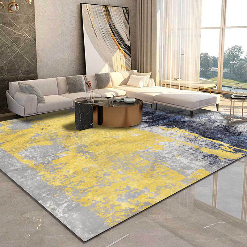 Nordic Modern Rug in Grey Abstract Oil Painting Print Area Rug Polyester Washable Carpet for Home Decoration Yellow Clearhalo 'Area Rug' 'Modern' 'Rugs' Rug' 1516930