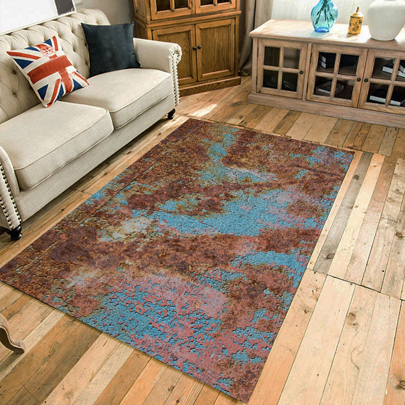 Modern Living Room Rug in Brown and Blue Abstract Rust Pattern Rug Polyester Washable Area Rug Brown Clearhalo 'Area Rug' 'Modern' 'Rugs' Rug' 1517119